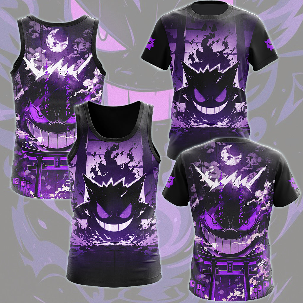 Pokemon Gengar Anime Video Game All Over Printed T-shirt Tank Top Zip Hoodie Pullover Hoodie Hawaiian Shirt Beach Shorts Joggers