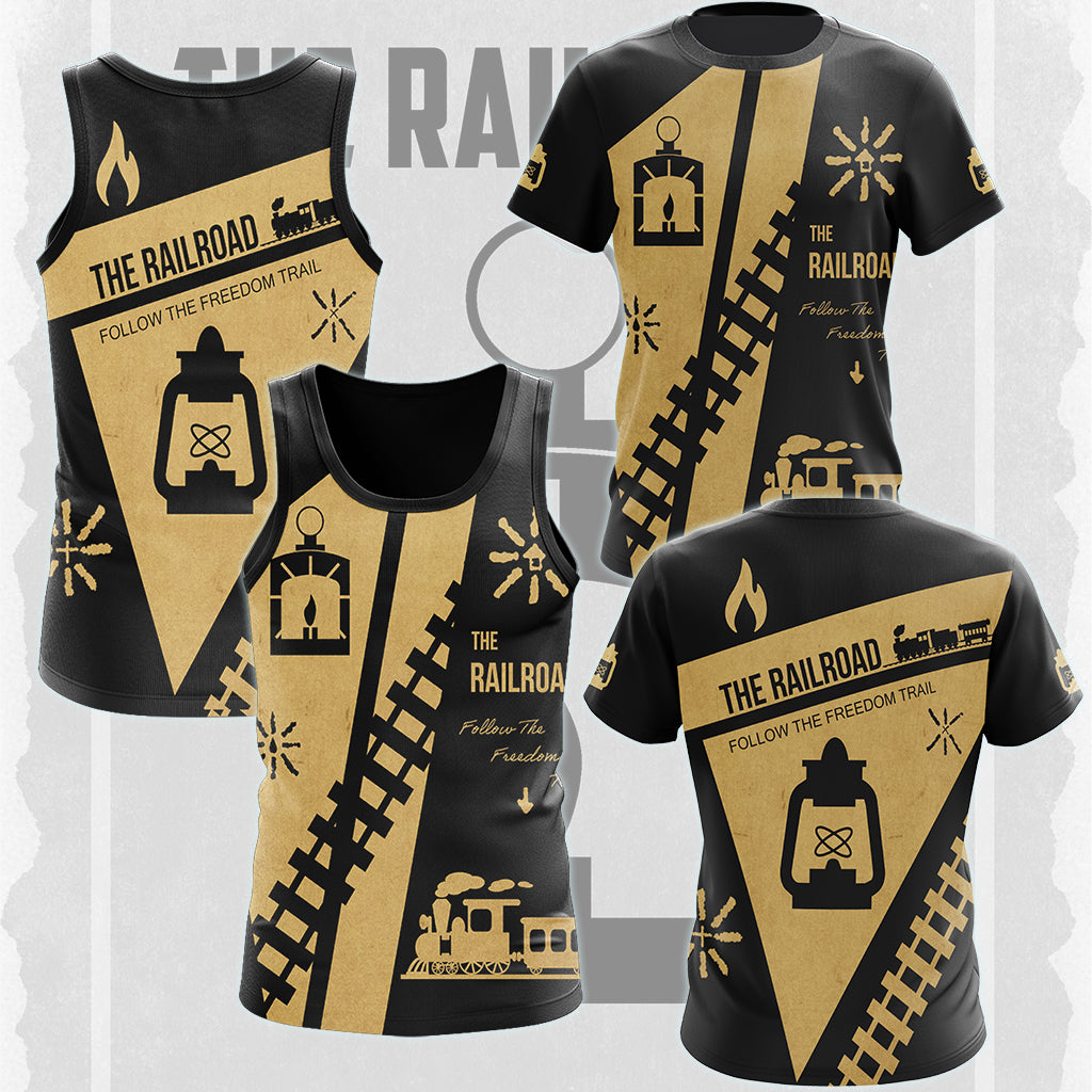Fallout The Railroad Video Game All Over Printed T-shirt Tank Top Zip Hoodie Pullover Hoodie Hawaiian Shirt Beach Shorts Joggers