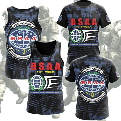 Resident Evil Bioterrorism Security Assessment Alliance (B.S.A.A.) Video Game All Over Printed T-shirt Tank Top Zip Hoodie Pullover Hoodie Hawaiian Shirt Beach Shorts Joggers