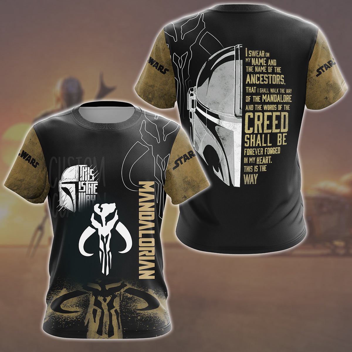 Star Wars The Mandalorian Creed Video Game All Over Printed T-shirt Tank Top Zip Hoodie Pullover Hoodie Hawaiian Shirt Beach Shorts Joggers T-shirt