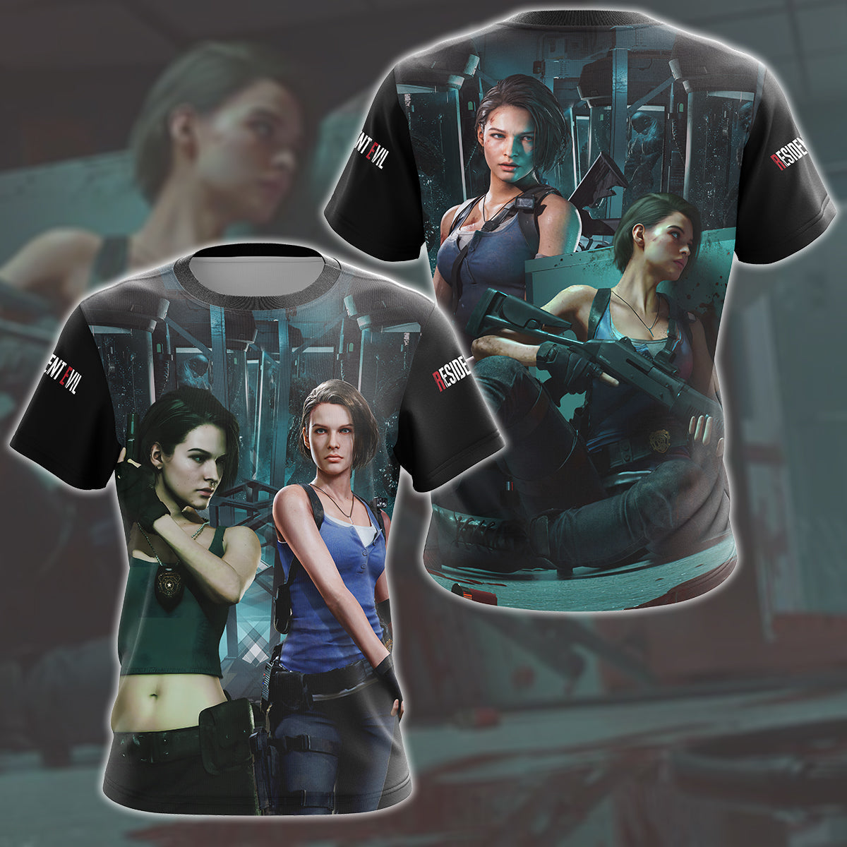 Resident Evil Jill Valentine Video Game All Over Printed T-shirt Tank Top Zip Hoodie Pullover Hoodie Hawaiian Shirt Beach Shorts Joggers T-shirt