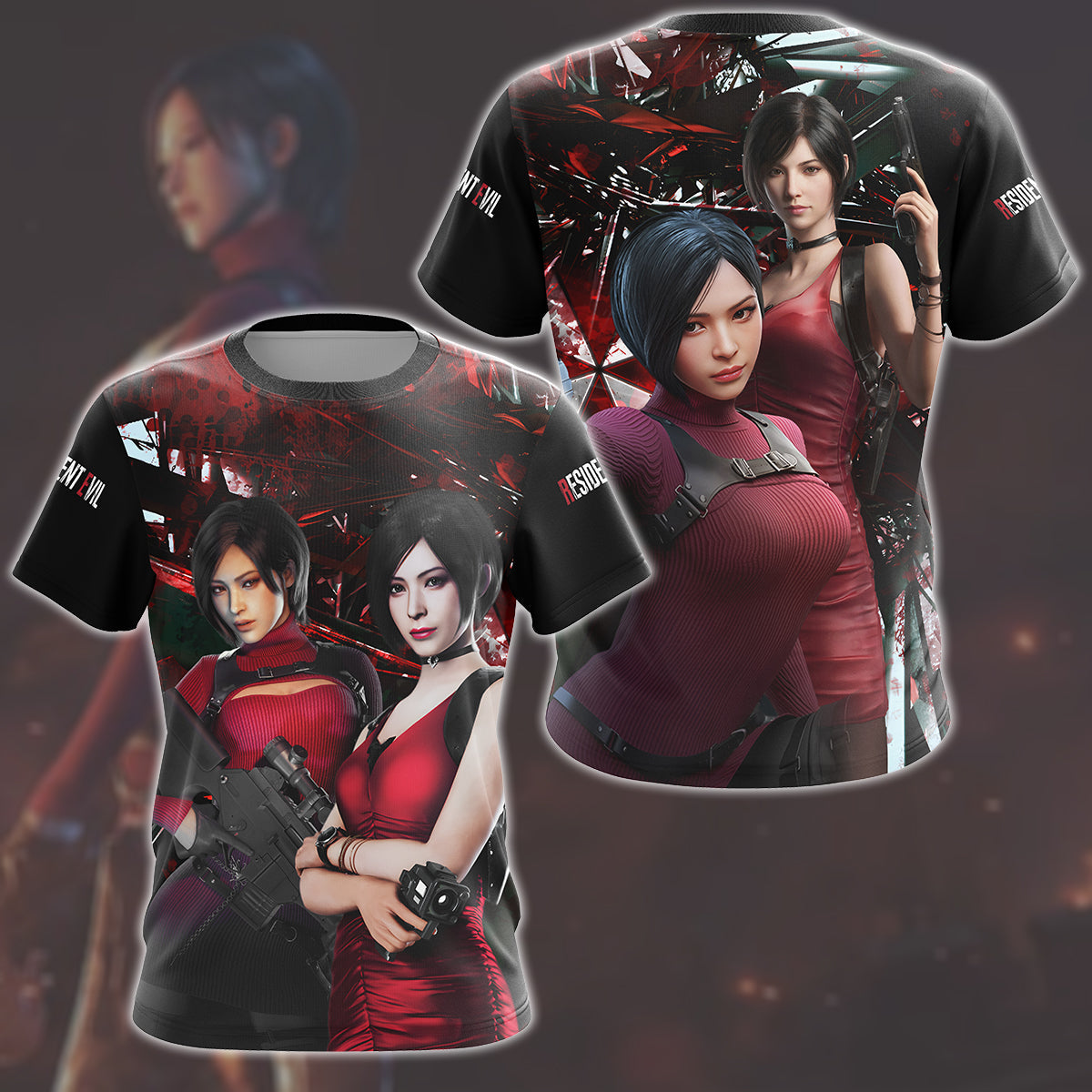 Resident Evil Ada Wong Video Game All Over Printed T-shirt Tank Top Zip Hoodie Pullover Hoodie Hawaiian Shirt Beach Shorts Joggers T-shirt