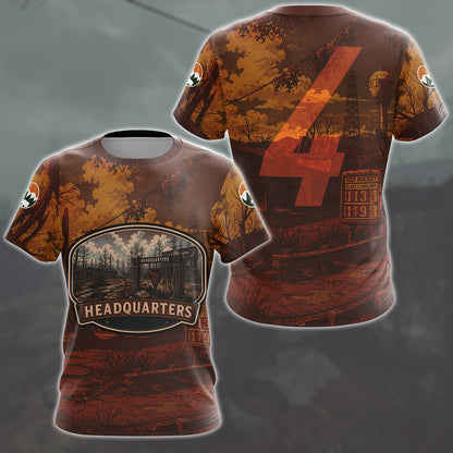 Fallout 4 Vintage National Park Style Video Game All Over Printed T-shirt Tank Top Zip Hoodie Pullover Hoodie Hawaiian Shirt Beach Shorts Joggers T-shirt