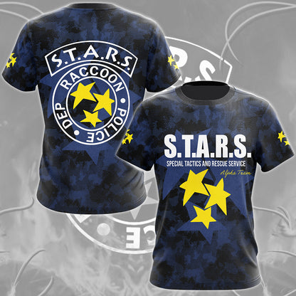 Resident Evil S.T.A.R.S. Alpha Team Video Game All Over Printed T-shirt Tank Top Zip Hoodie Pullover Hoodie Hawaiian Shirt Beach Shorts Joggers T-shirt