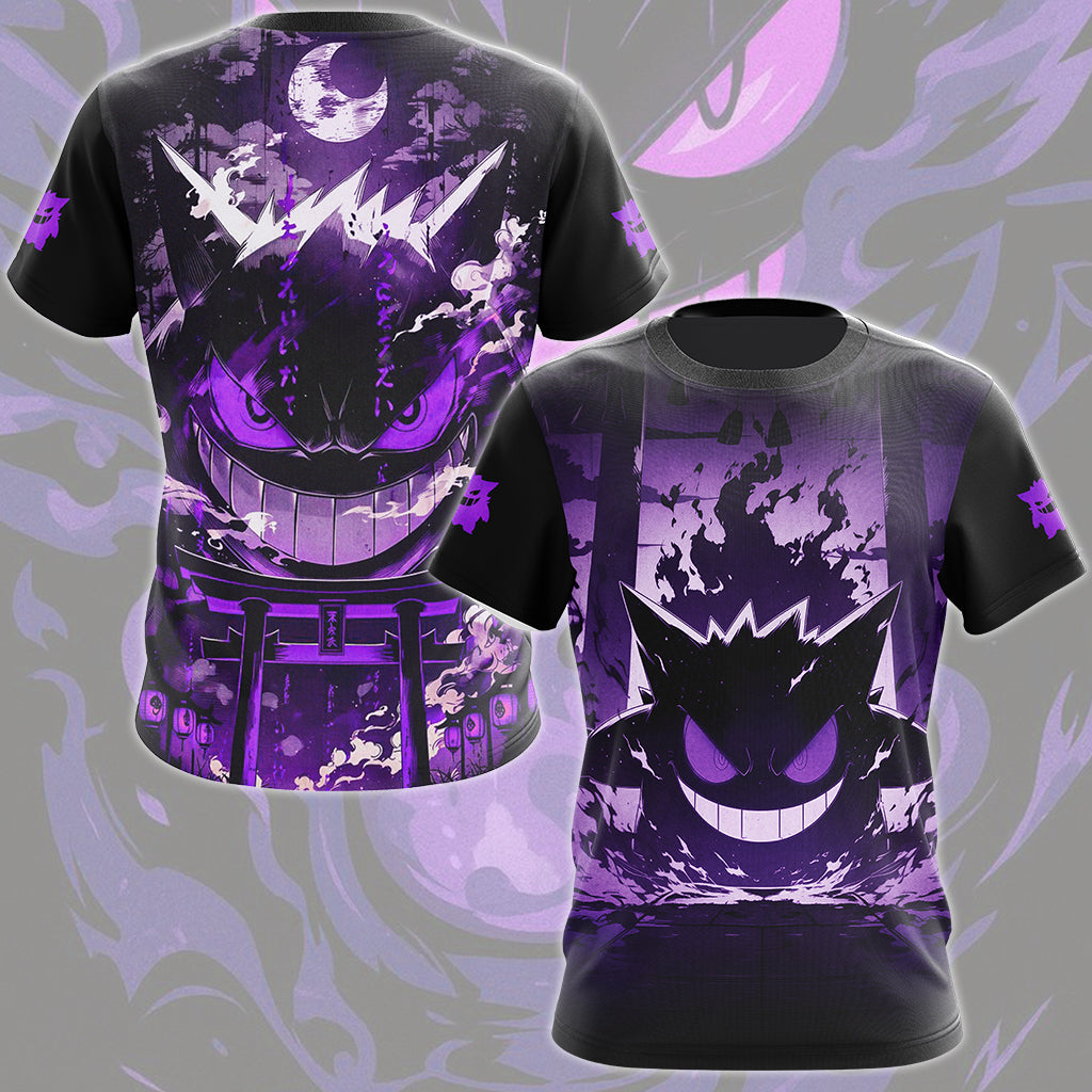 Pokemon Gengar Anime Video Game All Over Printed T-shirt Tank Top Zip Hoodie Pullover Hoodie Hawaiian Shirt Beach Shorts Joggers T-shirt
