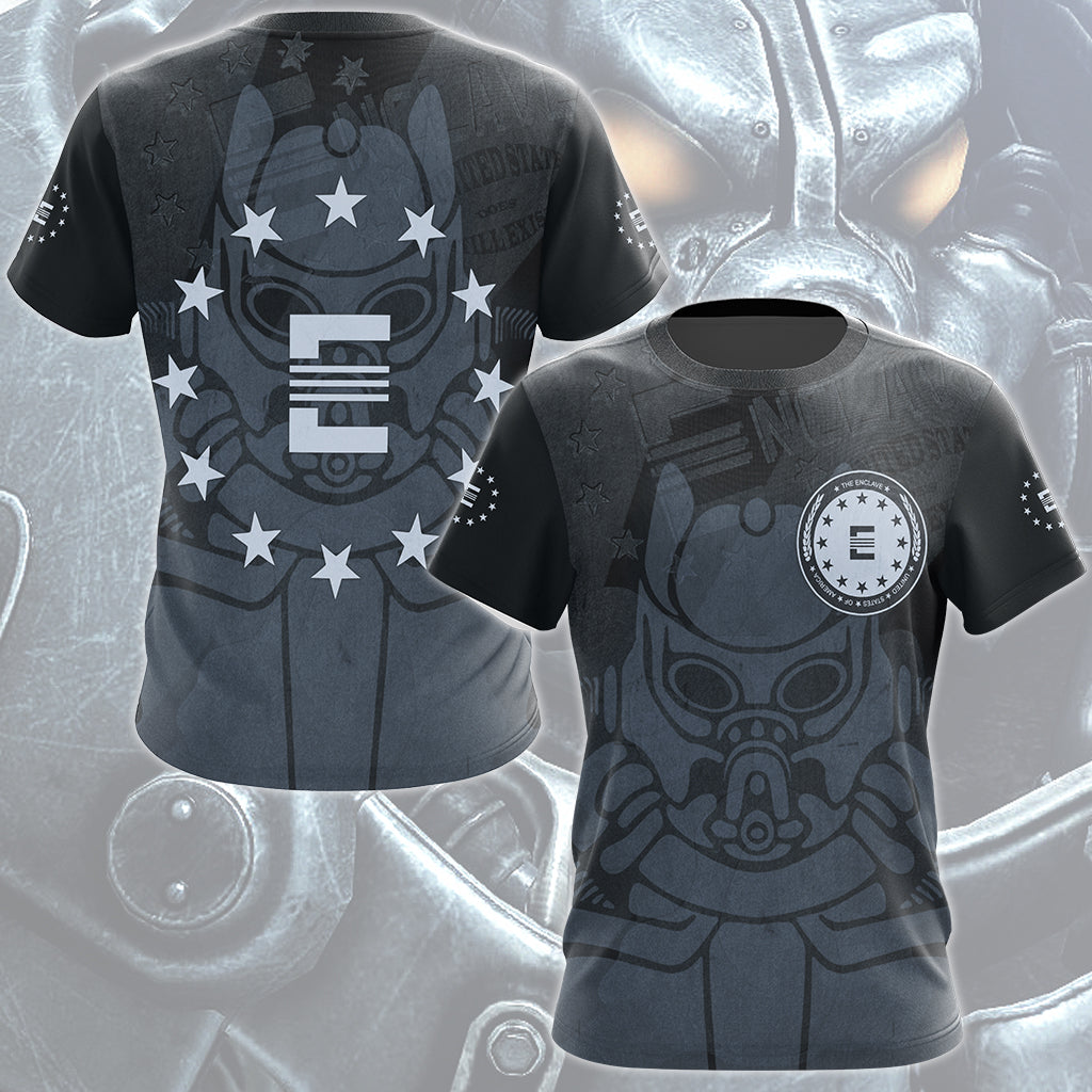 Fallout The Enclave Video Game All Over Printed T-shirt Tank Top Zip Hoodie Pullover Hoodie Hawaiian Shirt Beach Shorts Joggers T-shirt