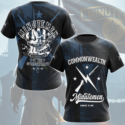 Fallout Commonwealth Minutemen Video Game All Over Printed T-shirt Tank Top Zip Hoodie Pullover Hoodie Hawaiian Shirt Beach Shorts Joggers T-shirt