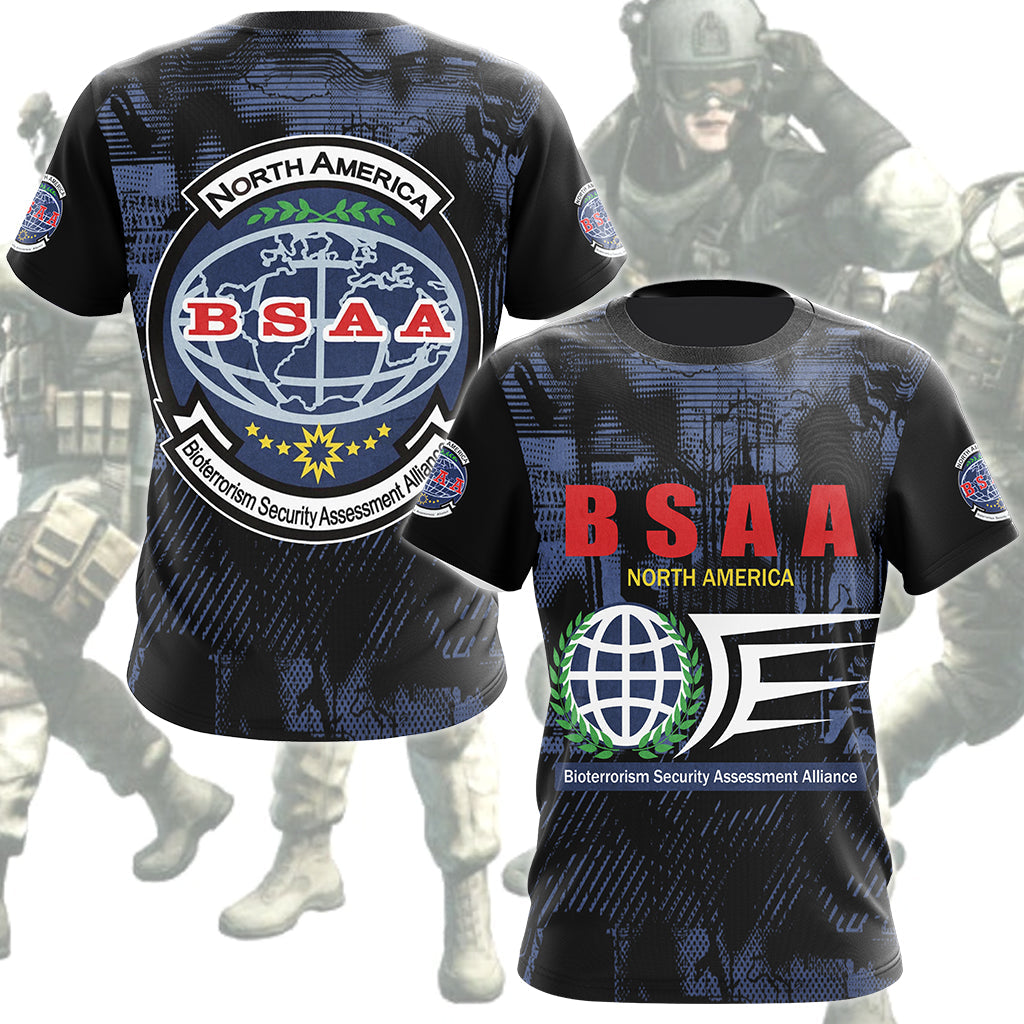 Resident Evil Bioterrorism Security Assessment Alliance (B.S.A.A.) Video Game All Over Printed T-shirt Tank Top Zip Hoodie Pullover Hoodie Hawaiian Shirt Beach Shorts Joggers T-shirt