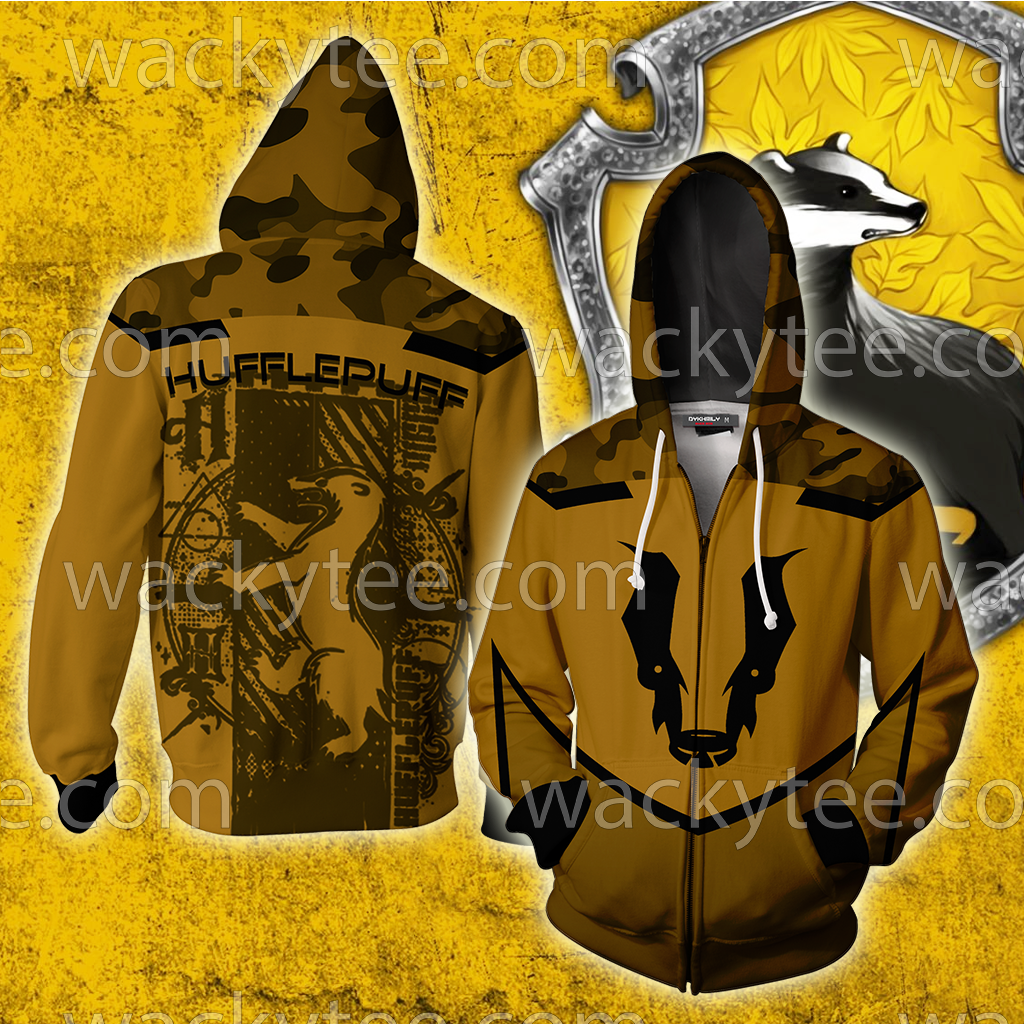 Hufflepuff My Honor Is My Loyalty Harry Potter 3D T-shirt Zip Hoodie S 