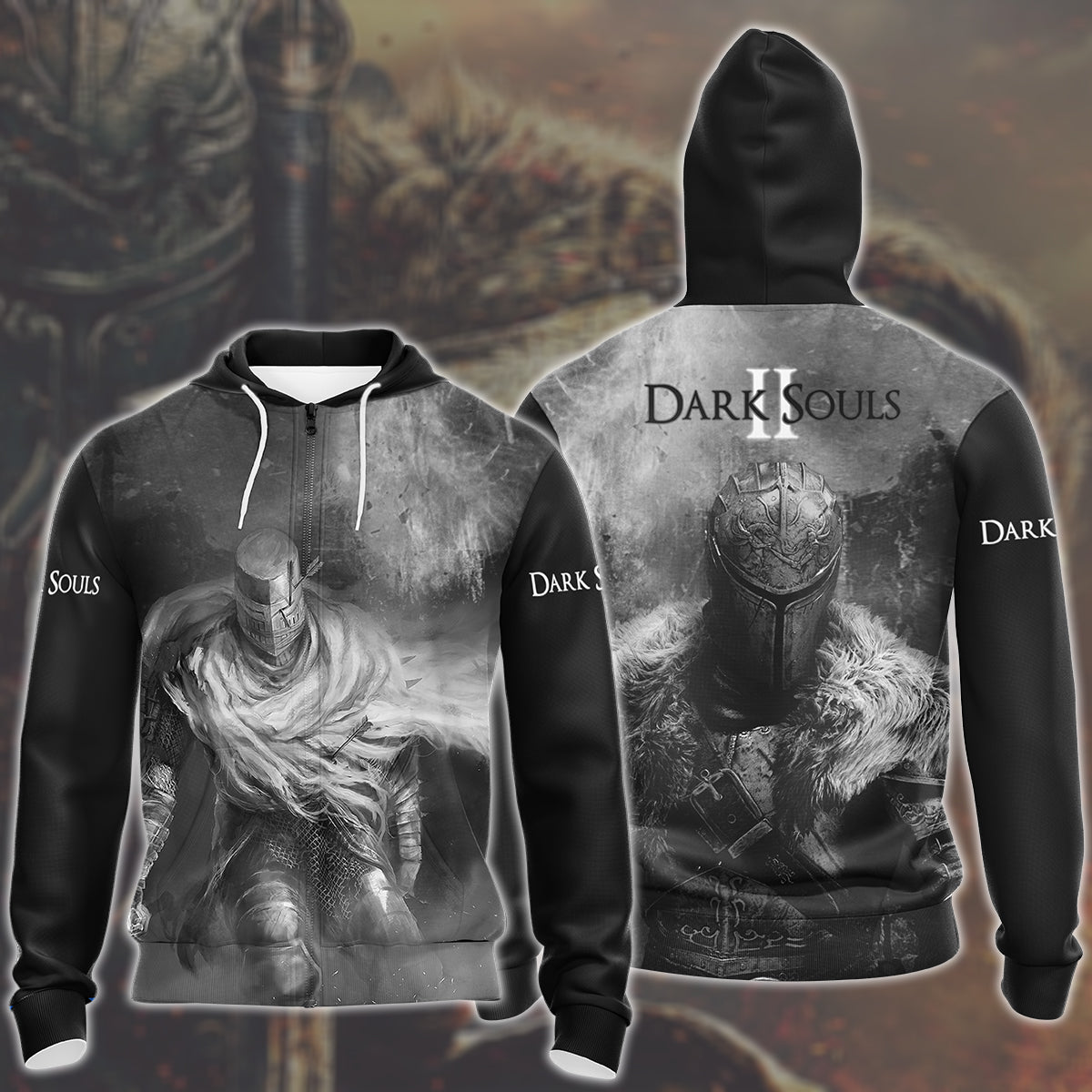 Dark Souls 2 Video Game All Over Printed T-shirt Tank Top Zip Hoodie Pullover Hoodie Hawaiian Shirt Beach Shorts Joggers Zip Hoodie S