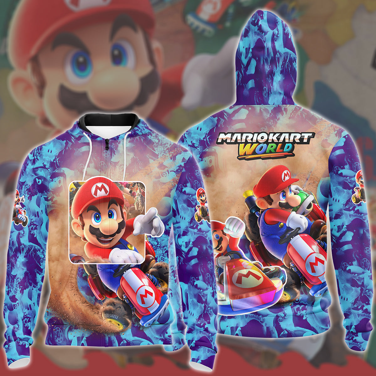 Mario Kart World Video Game All Over Printed T-shirt Tank Top Zip Hoodie Pullover Hoodie Hawaiian Shirt Beach Shorts Joggers Zip Hoodie S