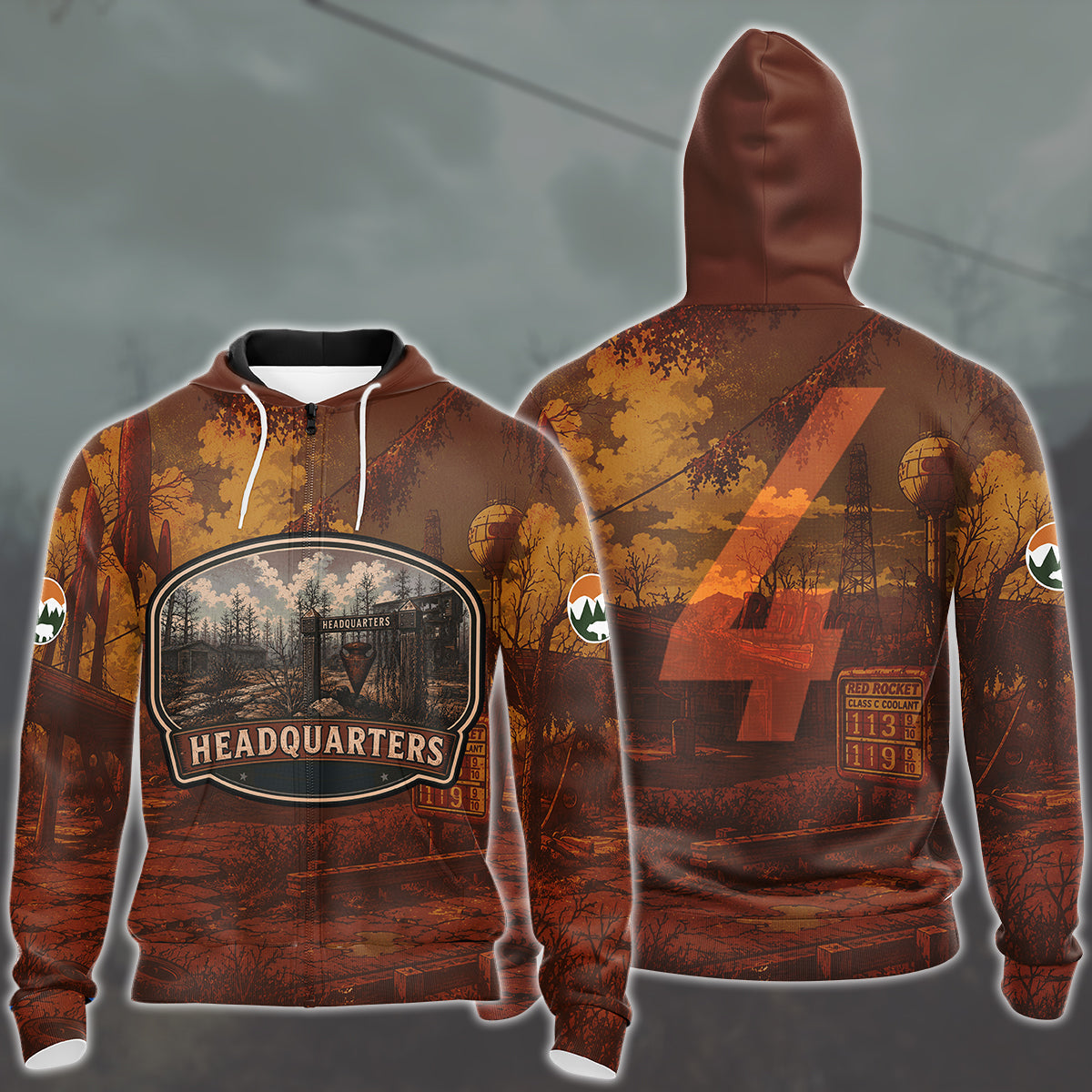 Fallout 4 Vintage National Park Style Video Game All Over Printed T-shirt Tank Top Zip Hoodie Pullover Hoodie Hawaiian Shirt Beach Shorts Joggers Zip Hoodie