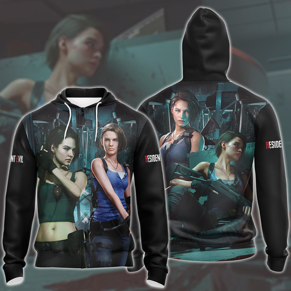 Resident Evil Jill Valentine Video Game All Over Printed T-shirt Tank Top Zip Hoodie Pullover Hoodie Hawaiian Shirt Beach Shorts Joggers Zip Hoodie