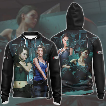 Resident Evil Jill Valentine Video Game All Over Printed T-shirt Tank Top Zip Hoodie Pullover Hoodie Hawaiian Shirt Beach Shorts Joggers Zip Hoodie
