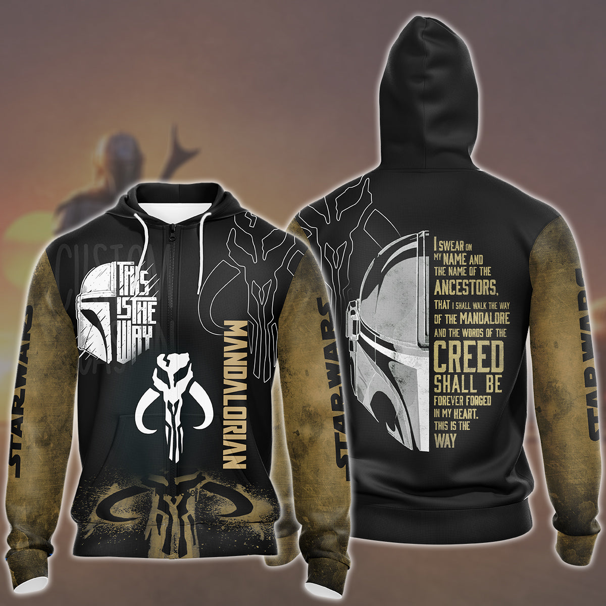 Star Wars The Mandalorian Creed Video Game All Over Printed T-shirt Tank Top Zip Hoodie Pullover Hoodie Hawaiian Shirt Beach Shorts Joggers Zip Hoodie