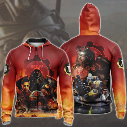 Fallout 76 Video Game All Over Printed T-shirt Tank Top Zip Hoodie Pullover Hoodie Hawaiian Shirt Beach Shorts Joggers Zip Hoodie
