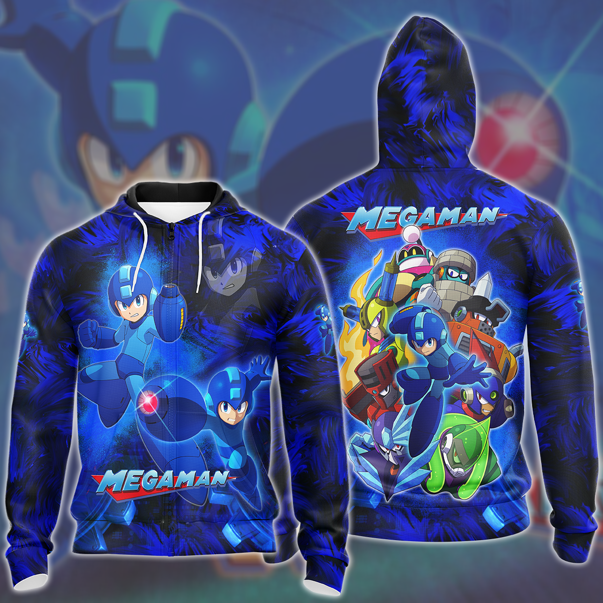 Mega Man Video Game All Over Printed T-shirt Tank Top Zip Hoodie Pullover Hoodie Hawaiian Shirt Beach Shorts Joggers Zip Hoodie S 