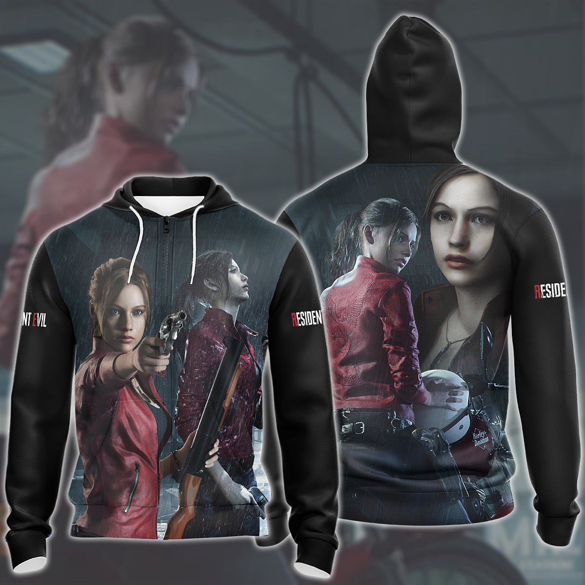Resident Evil Claire Redfield Video Game All Over Printed T-shirt Tank Top Zip Hoodie Pullover Hoodie Hawaiian Shirt Beach Shorts Joggers Zip Hoodie