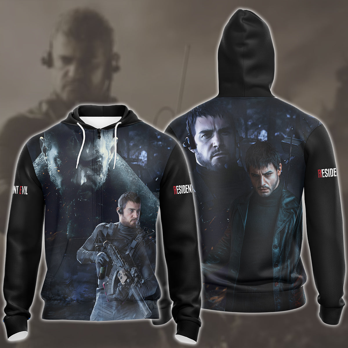 Resident Evil Chris Redfield Video Game All Over Printed T-shirt Tank Top Zip Hoodie Pullover Hoodie Hawaiian Shirt Beach Shorts Joggers Zip Hoodie