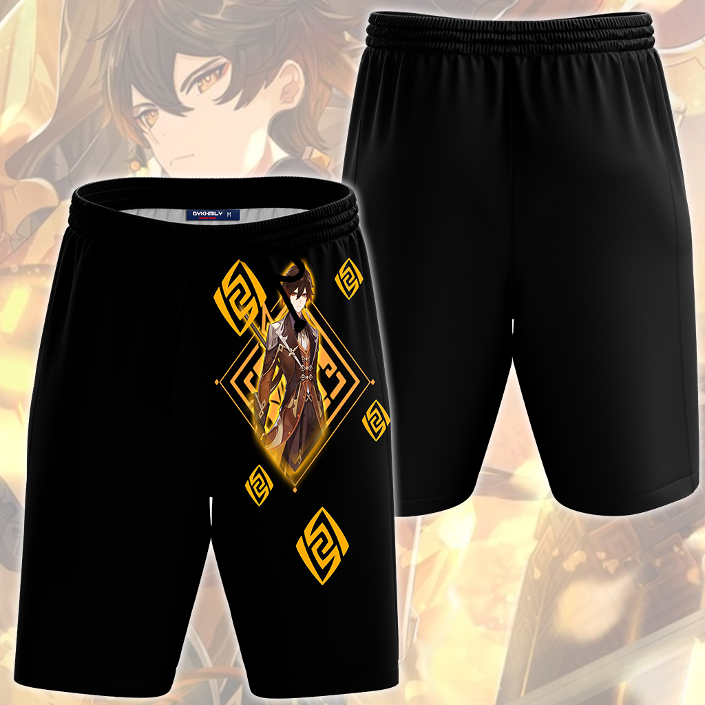 Genshin Impact Zhongli Video Game All Over Printed T-shirt Tank Top Zip Hoodie Pullover Hoodie Hawaiian Shirt Beach Shorts Joggers Beach Shorts S 