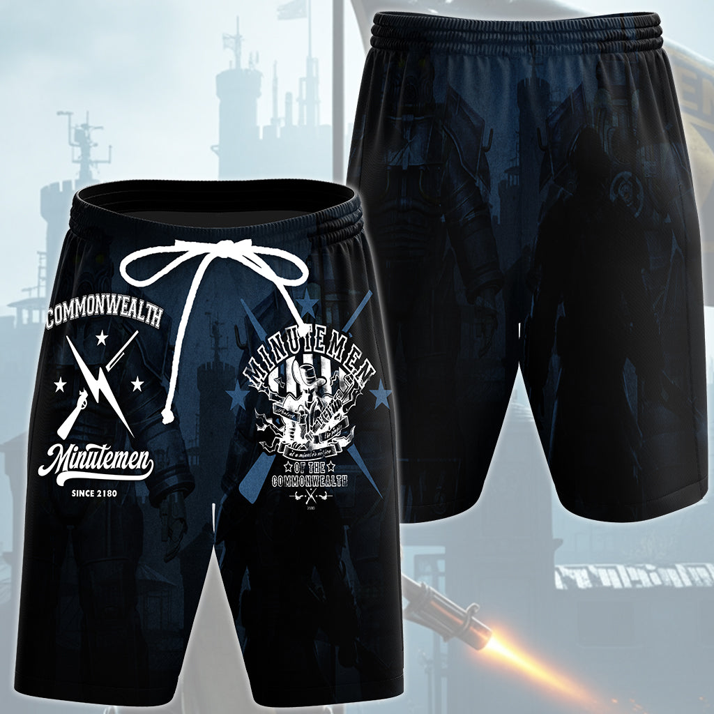 Fallout Commonwealth Minutemen Video Game All Over Printed T-shirt Tank Top Zip Hoodie Pullover Hoodie Hawaiian Shirt Beach Shorts Joggers Beach Shorts