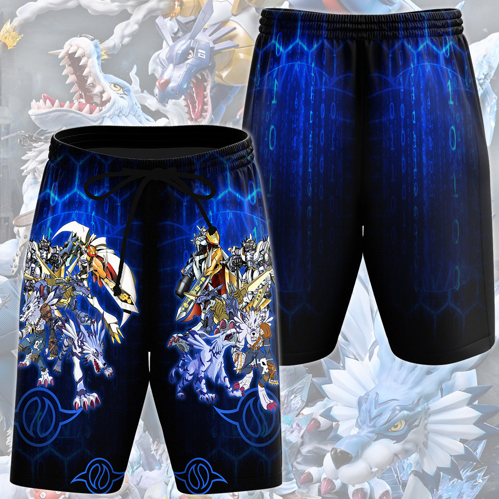 Digimon Garurumon Evolution Video Game All Over Printed T-shirt Tank Top Zip Hoodie Pullover Hoodie Hawaiian Shirt Beach Shorts Joggers Beach Shorts S