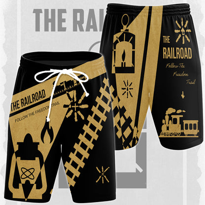 Fallout The Railroad Video Game All Over Printed T-shirt Tank Top Zip Hoodie Pullover Hoodie Hawaiian Shirt Beach Shorts Joggers Beach Shorts