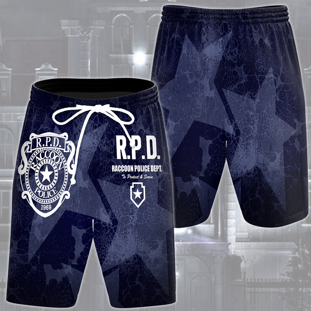 Resident Evil Raccoon City Police Department (R.P.D.) Video Game All Over Printed T-shirt Tank Top Zip Hoodie Pullover Hoodie Hawaiian Shirt Beach Shorts Joggers Beach Shorts