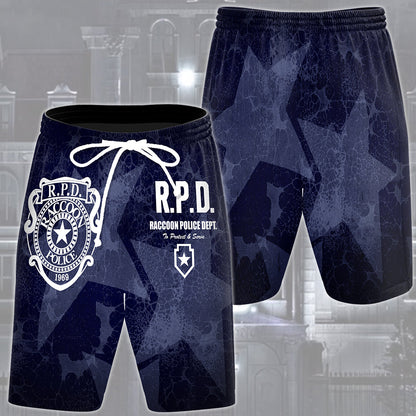 Resident Evil Raccoon City Police Department (R.P.D.) Video Game All Over Printed T-shirt Tank Top Zip Hoodie Pullover Hoodie Hawaiian Shirt Beach Shorts Joggers Beach Shorts