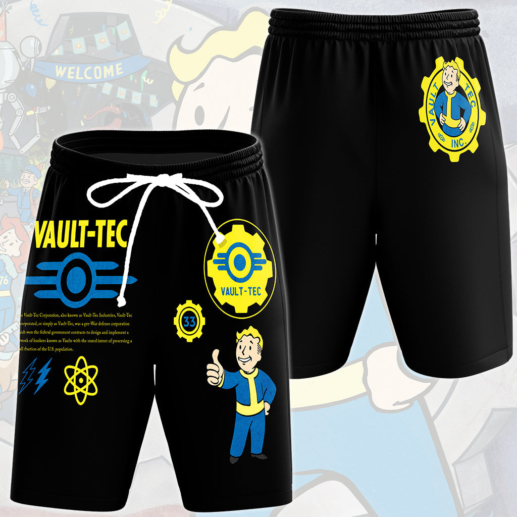 Fallout Vault-Tec Corporation Video Game All Over Printed T-shirt Tank Top Zip Hoodie Pullover Hoodie Hawaiian Shirt Beach Shorts Joggers Beach Shorts
