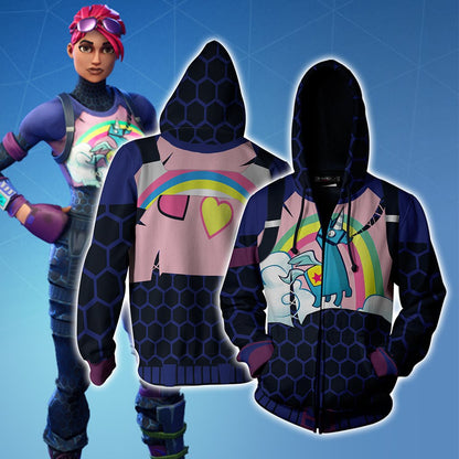 Fortnite Brite Bomber Skin Unisex 3D T-shirt Zip Hoodie XS 