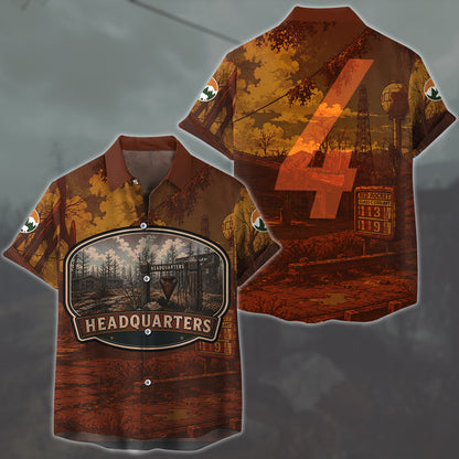 Fallout 4 Vintage National Park Style Video Game All Over Printed T-shirt Tank Top Zip Hoodie Pullover Hoodie Hawaiian Shirt Beach Shorts Joggers Hawaiian Shirt
