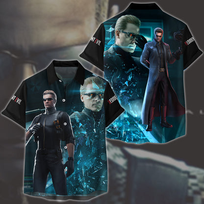 Resident Evil Albert Wesker Video Game All Over Printed T-shirt Tank Top Zip Hoodie Pullover Hoodie Hawaiian Shirt Beach Shorts Joggers Hawaiian Shirt