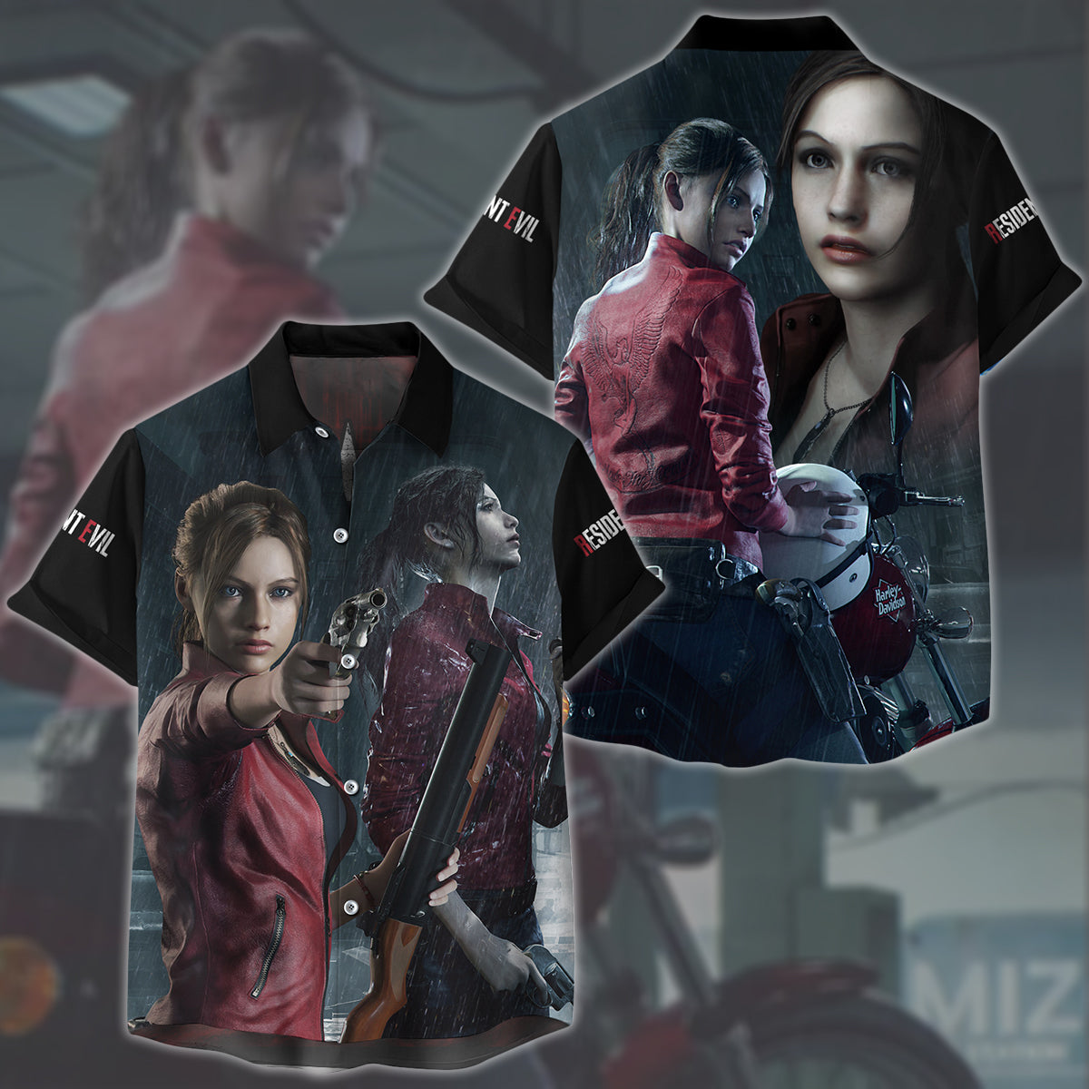 Resident Evil Claire Redfield Video Game All Over Printed T-shirt Tank Top Zip Hoodie Pullover Hoodie Hawaiian Shirt Beach Shorts Joggers Hawaiian Shirt
