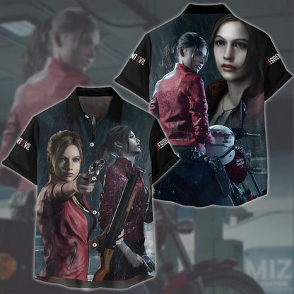 Resident Evil Claire Redfield Video Game All Over Printed T-shirt Tank Top Zip Hoodie Pullover Hoodie Hawaiian Shirt Beach Shorts Joggers Hawaiian Shirt