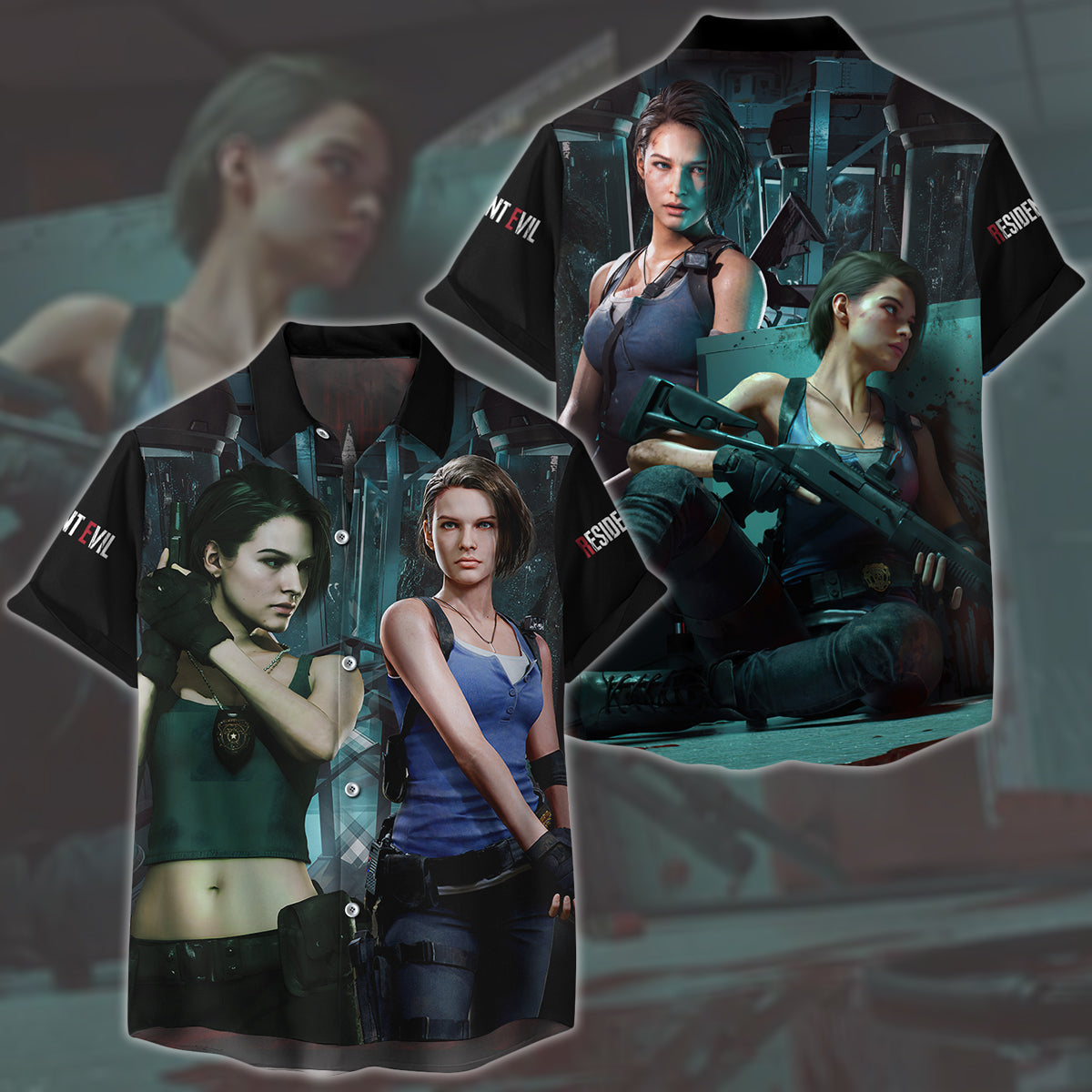 Resident Evil Jill Valentine Video Game All Over Printed T-shirt Tank Top Zip Hoodie Pullover Hoodie Hawaiian Shirt Beach Shorts Joggers Hawaiian Shirt