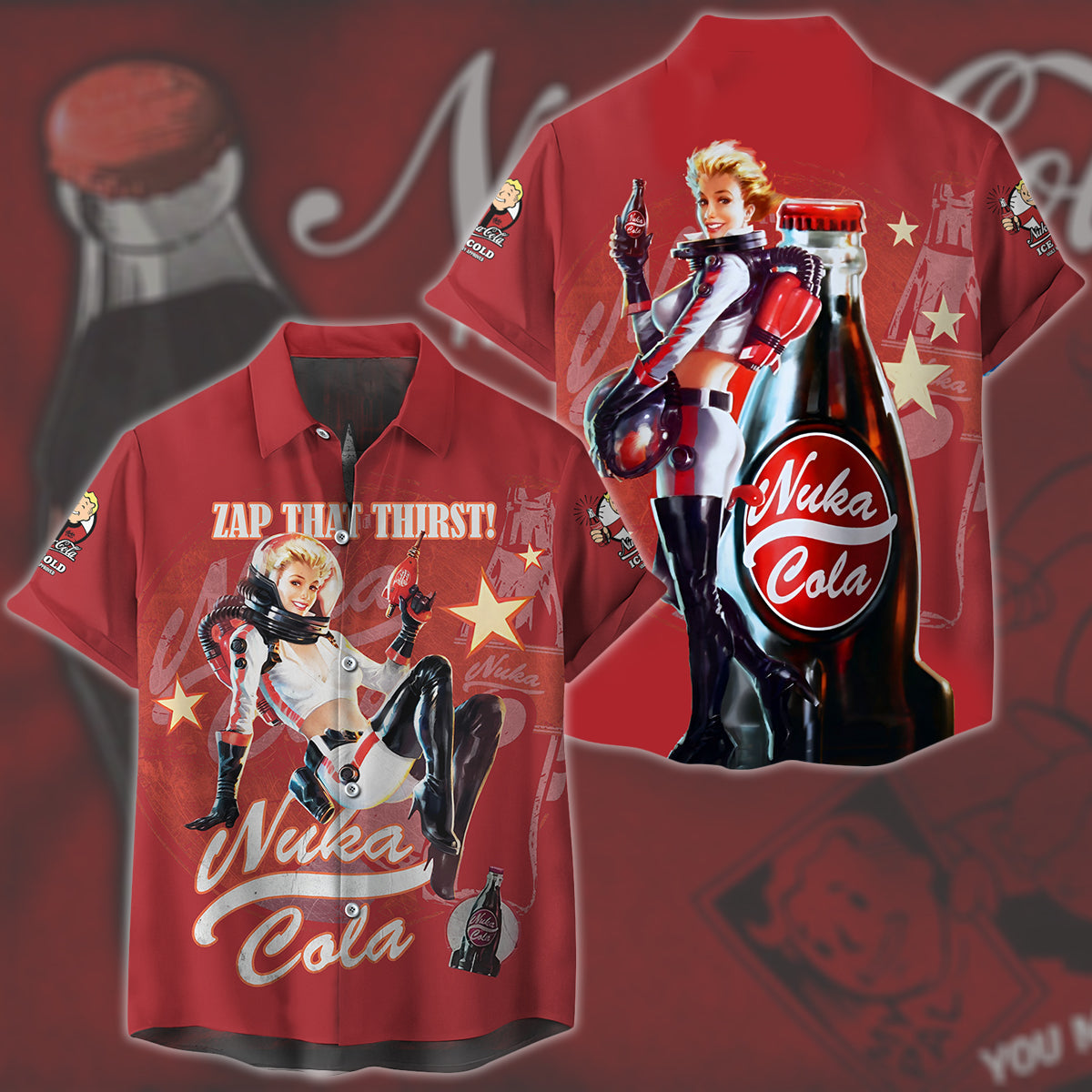 Fallout Nuka-Cola Video Game All Over Printed T-shirt Tank Top Zip Hoodie Pullover Hoodie Hawaiian Shirt Beach Shorts Joggers Hawaiian Shirt