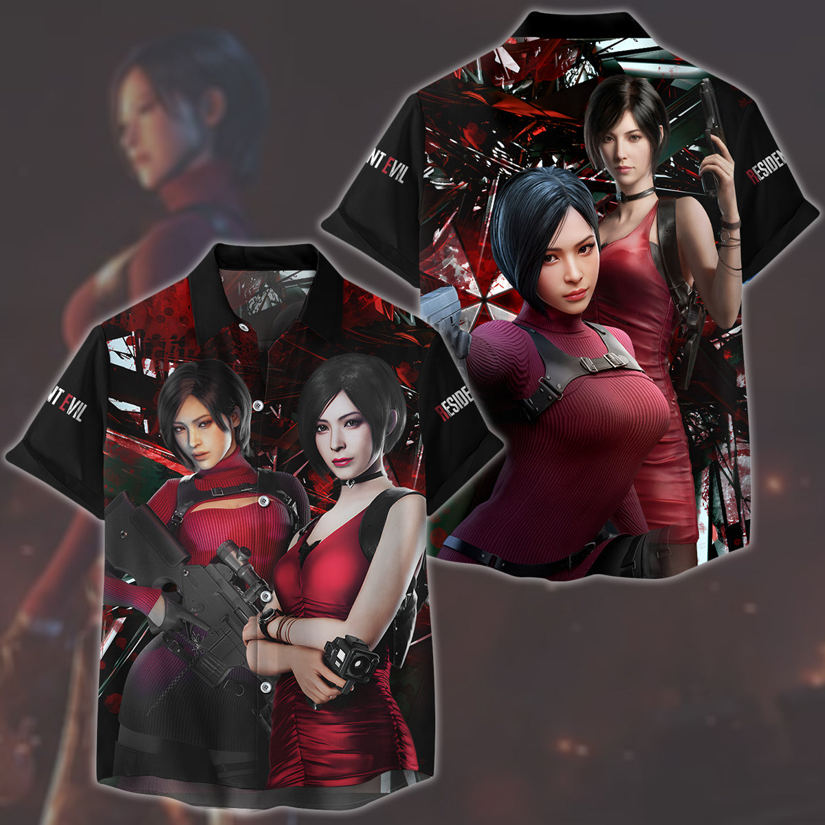 Resident Evil Ada Wong Video Game All Over Printed T-shirt Tank Top Zip Hoodie Pullover Hoodie Hawaiian Shirt Beach Shorts Joggers Hawaiian Shirt