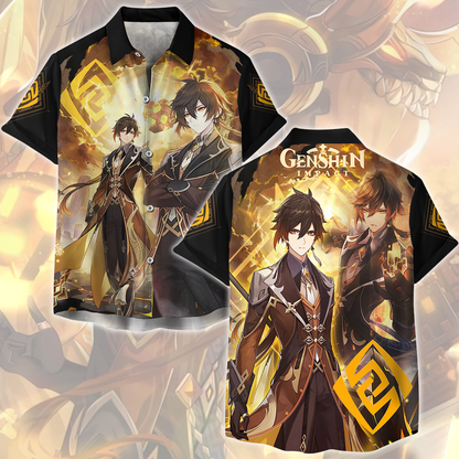 Genshin Impact Zhongli Video Game All Over Printed T-shirt Tank Top Zip Hoodie Pullover Hoodie Hawaiian Shirt Beach Shorts Joggers Hawaiian Shirt S 