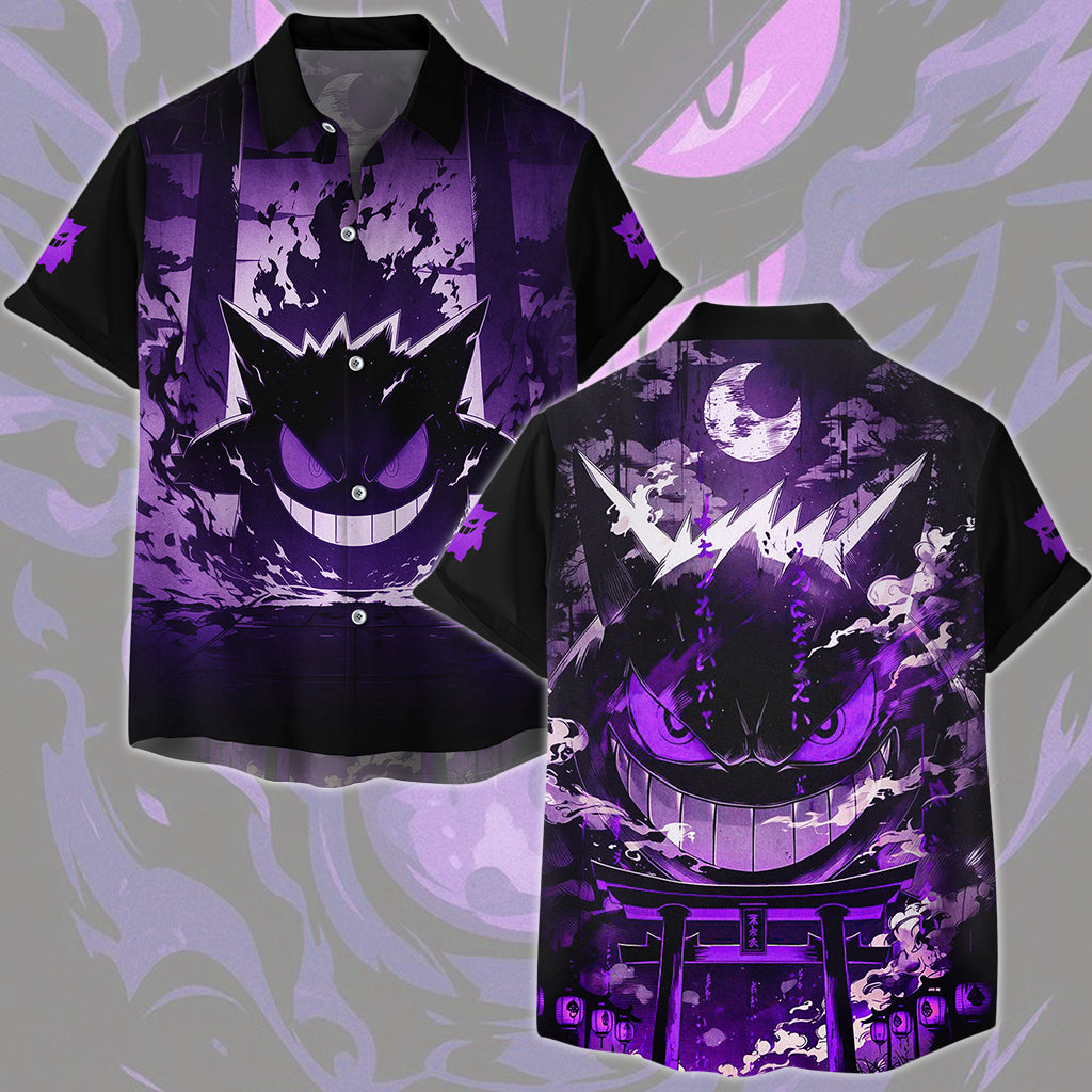 Pokemon Gengar Anime Video Game All Over Printed T-shirt Tank Top Zip Hoodie Pullover Hoodie Hawaiian Shirt Beach Shorts Joggers Hawaiian Shirt