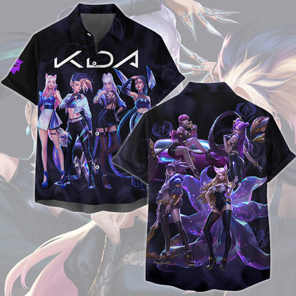 League of Legends K/DA Band Video Game All Over Printed T-shirt Tank Top Zip Hoodie Pullover Hoodie Hawaiian Shirt Beach Shorts Joggers Hawaiian Shirt
