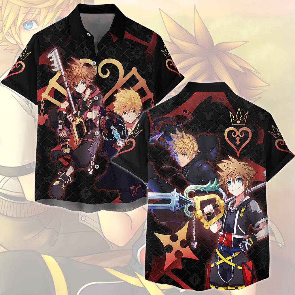 Kingdom Hearts Sora and Roxas Video Game All Over Printed T-shirt Tank Top Zip Hoodie Pullover Hoodie Hawaiian Shirt Beach Shorts Joggers Hawaiian Shirt S