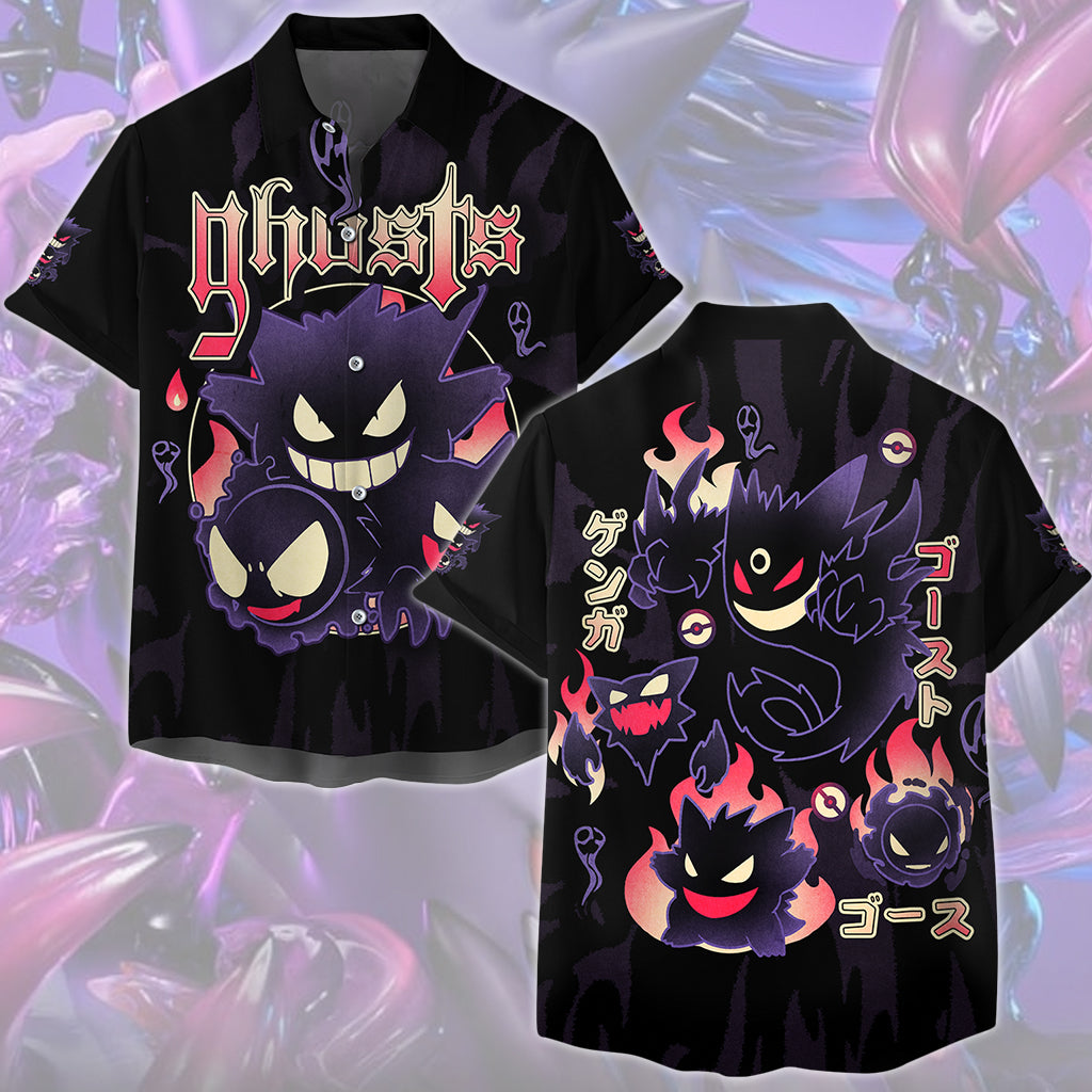 Pokemon Gengar Evolutions Anime Video Game All Over Printed T-shirt Tank Top Zip Hoodie Pullover Hoodie Hawaiian Shirt Beach Shorts Joggers Hawaiian Shirt