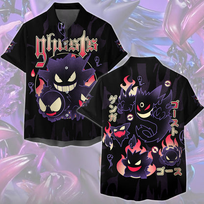 Pokemon Gengar Evolutions Anime Video Game All Over Printed T-shirt Tank Top Zip Hoodie Pullover Hoodie Hawaiian Shirt Beach Shorts Joggers Hawaiian Shirt