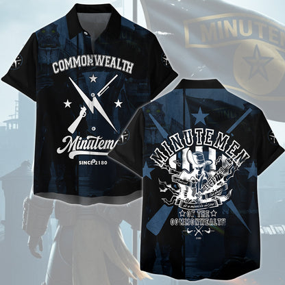 Fallout Commonwealth Minutemen Video Game All Over Printed T-shirt Tank Top Zip Hoodie Pullover Hoodie Hawaiian Shirt Beach Shorts Joggers Hawaiian Shirt