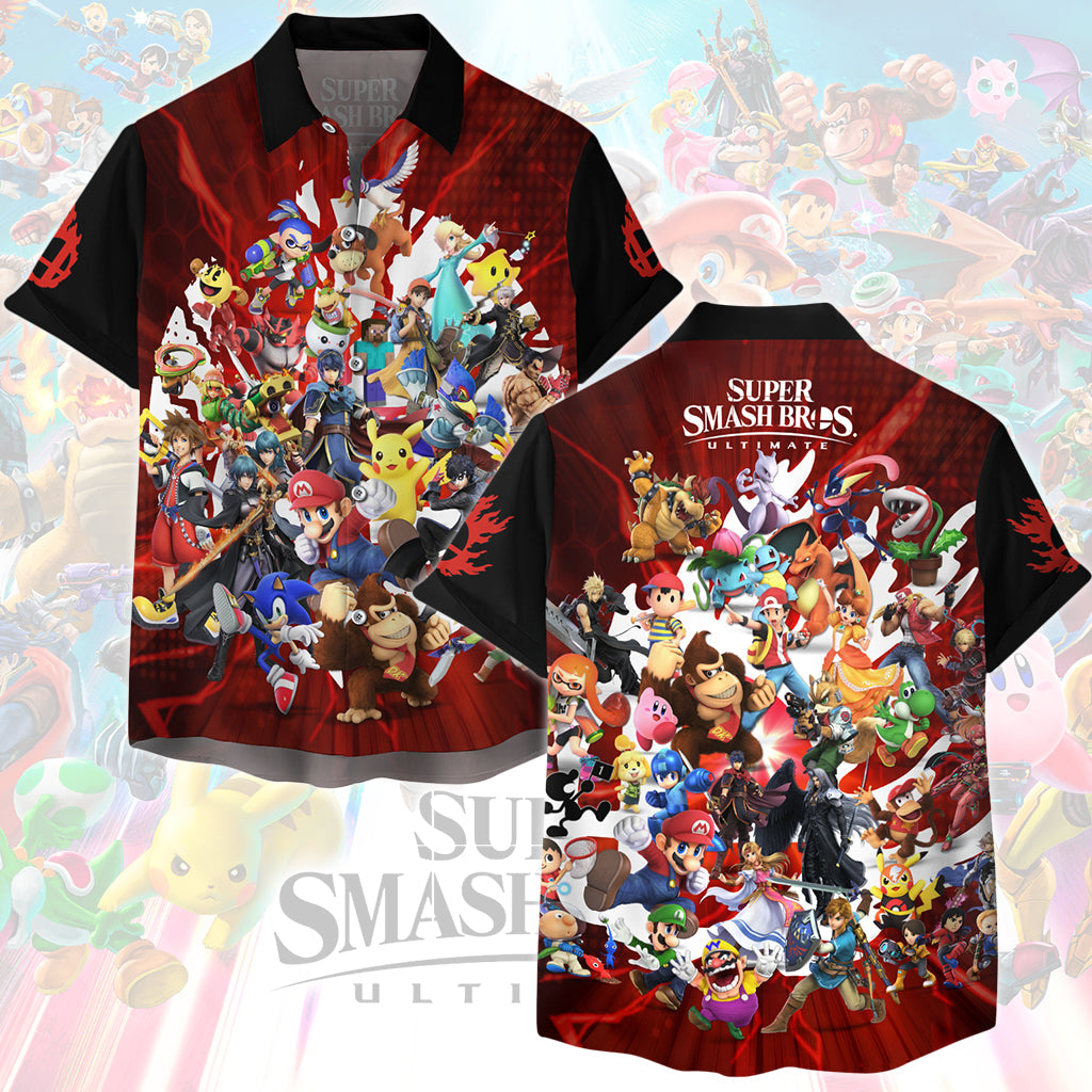 Super Smash Bros. Ultimate Video Game All Over Printed T-shirt Tank Top Zip Hoodie Pullover Hoodie Hawaiian Shirt Beach Shorts Joggers Hawaiian Shirt