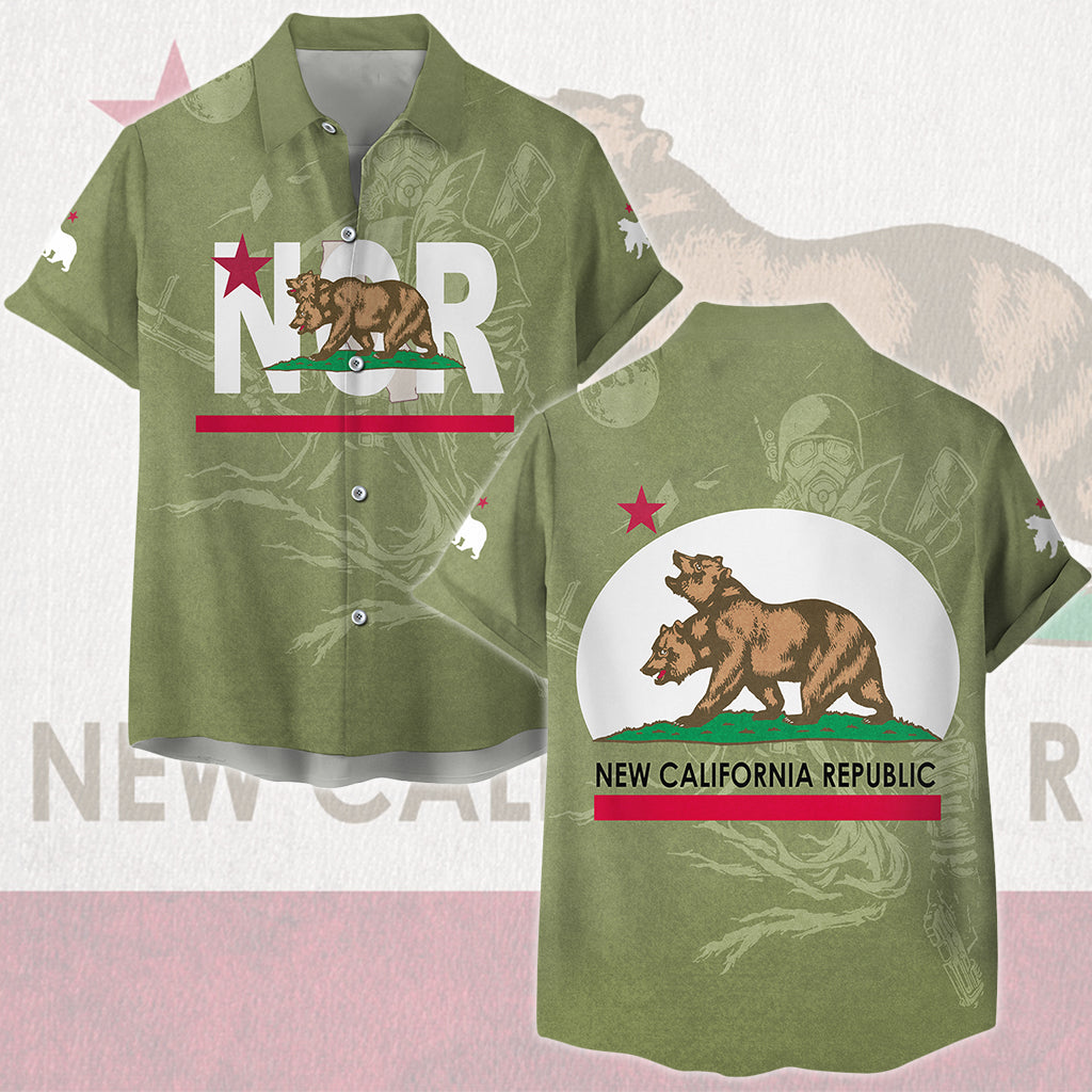 Fallout New California Republic (NCR) Video Game All Over Printed T-shirt Tank Top Zip Hoodie Pullover Hoodie Hawaiian Shirt Beach Shorts Joggers Hawaiian Shirt