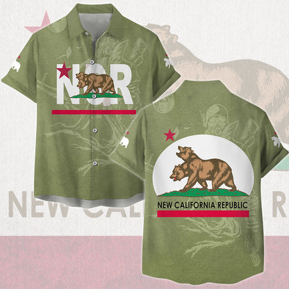 Fallout New California Republic (NCR) Video Game All Over Printed T-shirt Tank Top Zip Hoodie Pullover Hoodie Hawaiian Shirt Beach Shorts Joggers Hawaiian Shirt