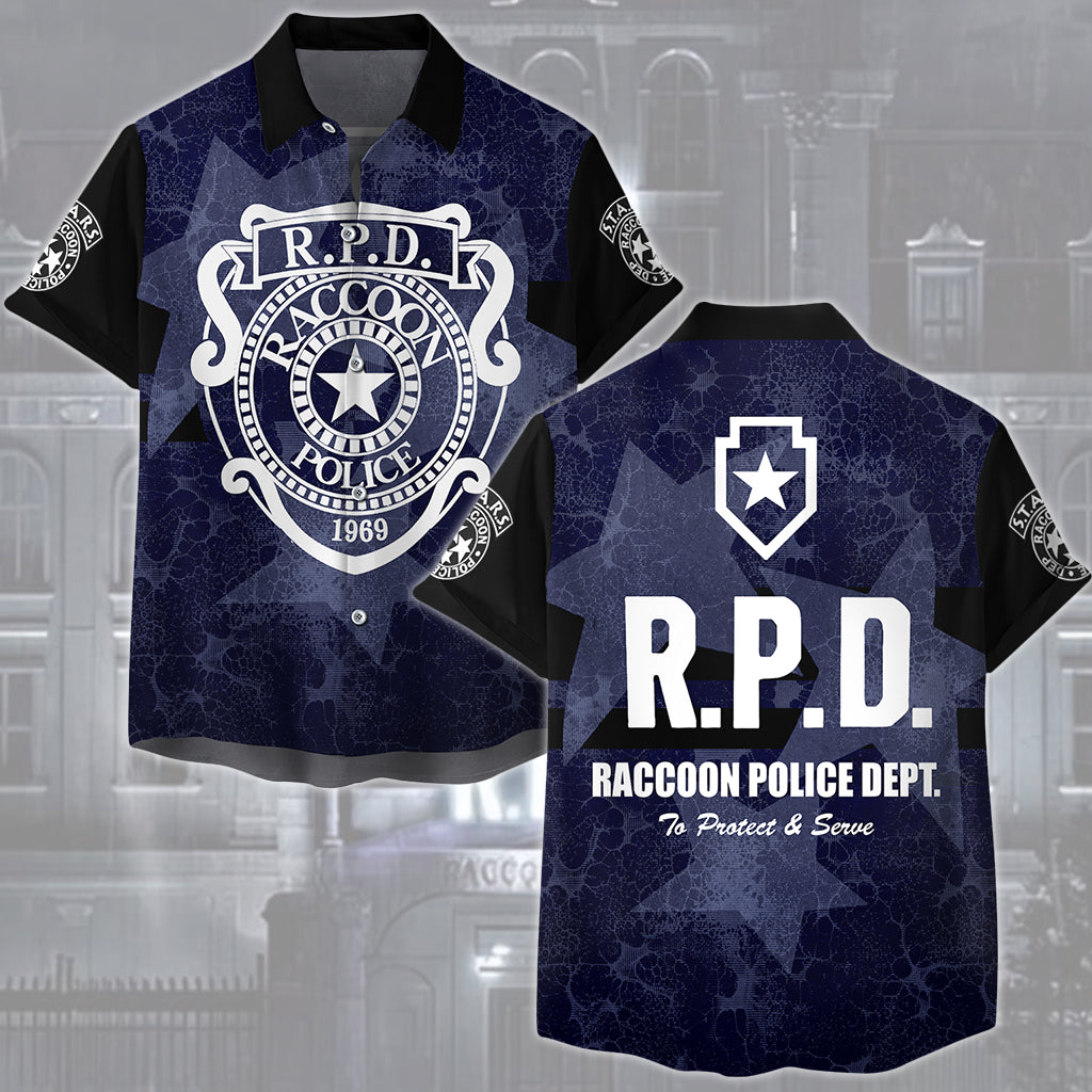 Resident Evil Raccoon City Police Department (R.P.D.) Video Game All Over Printed T-shirt Tank Top Zip Hoodie Pullover Hoodie Hawaiian Shirt Beach Shorts Joggers Hawaiian Shirt