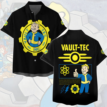 Fallout Vault-Tec Corporation Video Game All Over Printed T-shirt Tank Top Zip Hoodie Pullover Hoodie Hawaiian Shirt Beach Shorts Joggers Hawaiian Shirt